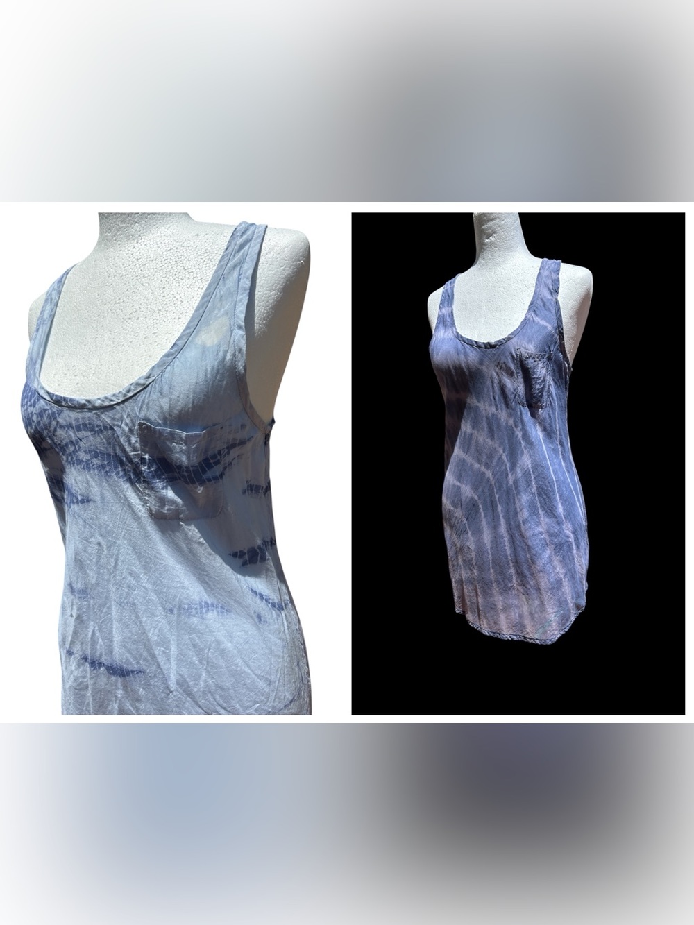 Vintage Gap 2 Tank Tunic Tops Mini Tie-Dye Chest Pocket Cotton Silk XS